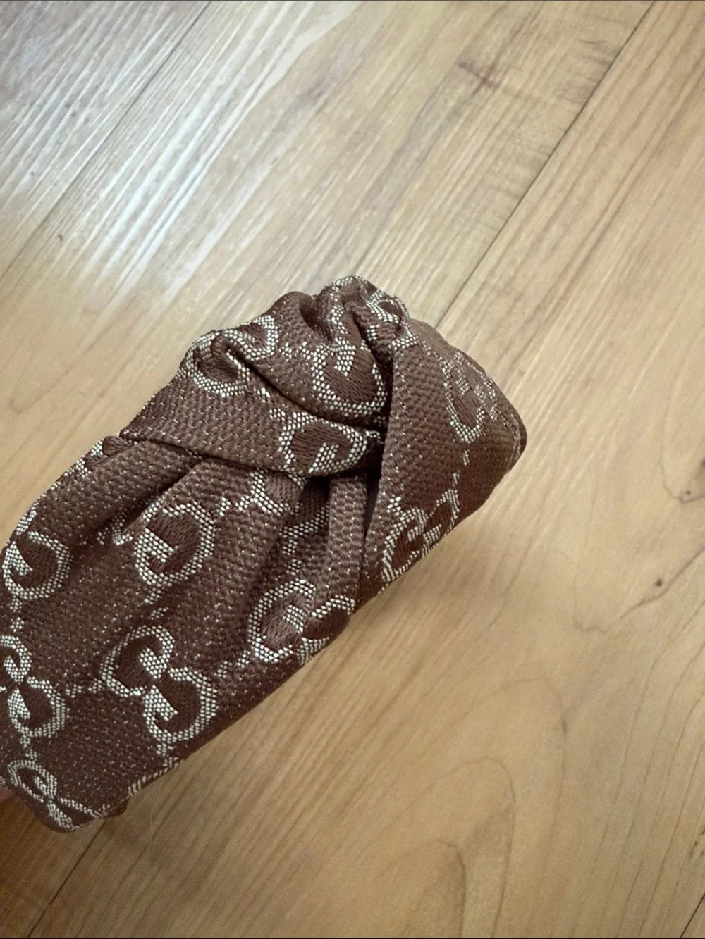 GG Wide Turban Twist Top Brown Canvas Monogram Headband